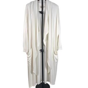 UGG Open Front Long Cardigan Oversized Drapey Fit XS Cream Ivory White Color